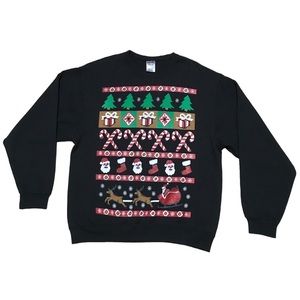 Jerzees Holiday Sweatshirt Adult L Unisex Crewneck Ugly Christmas Sweater Black